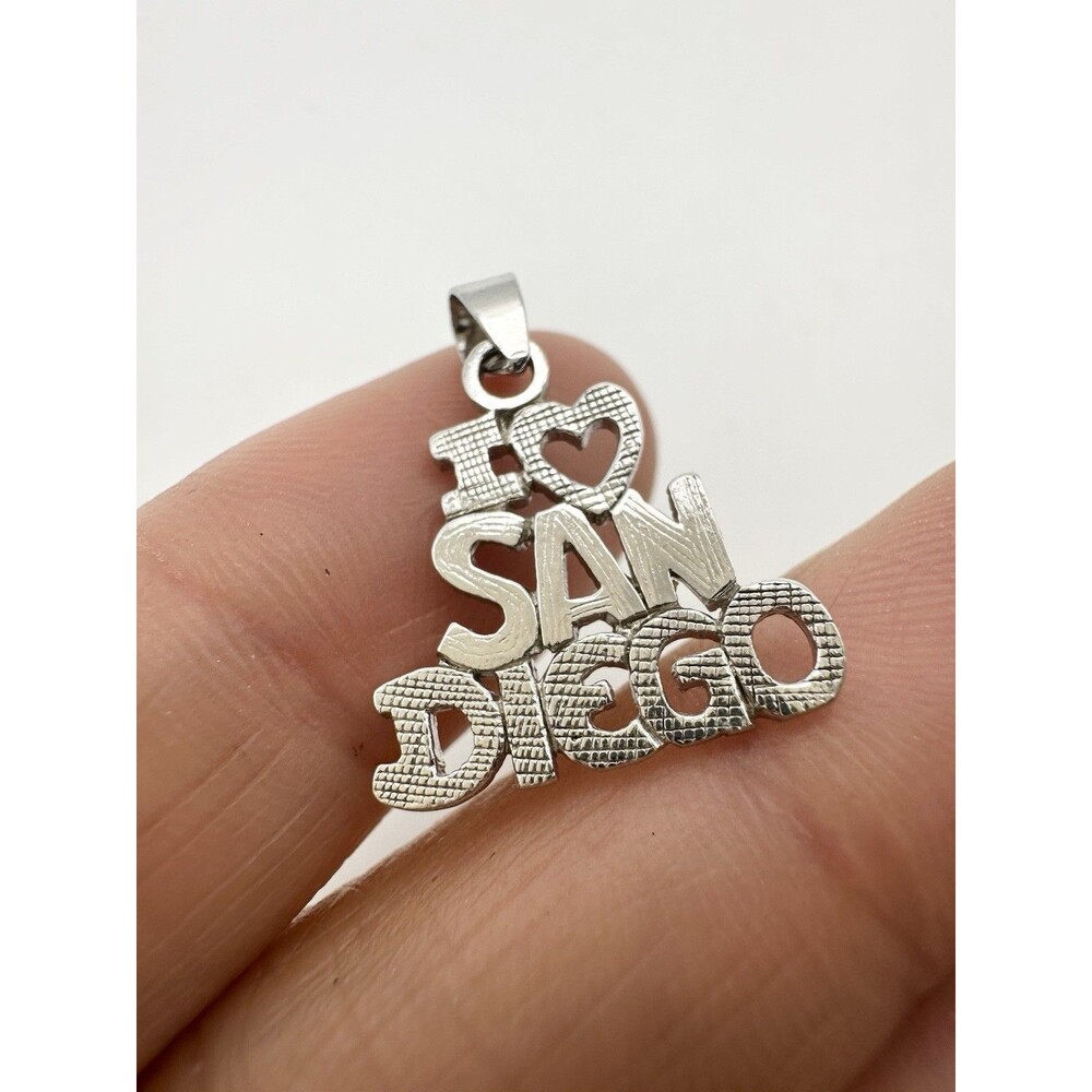 925 Sterling Silver I Love San Diego Pendant